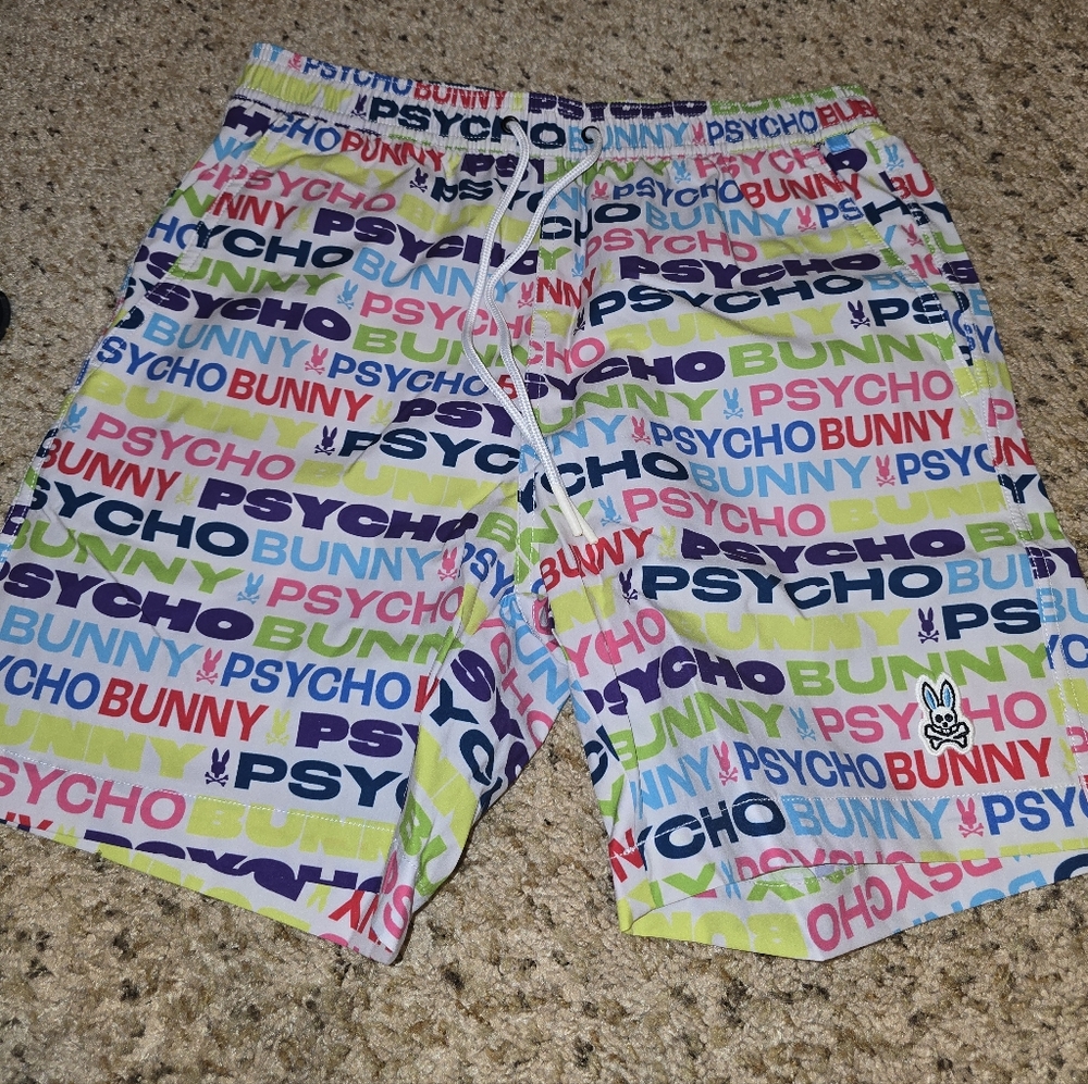 Psycho Bunny Multicolor Logo-Print Men’s Swim/Beach Shorts